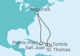 Itinerário do Cruzeiro Porto Rico, Sint Maarten, Ilhas Virgens Americanas, Ilhas Virgens Britânicas - NCL Norwegian Cruise Line