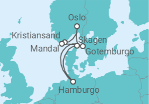 Itinerário do Cruzeiro Hamburg • Göteborg • Oslo • Larvik • Mandal  • Skagen • Hamburg - Nicko Cruises