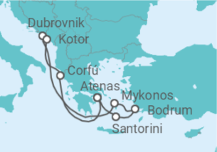 Itinerário do Cruzeiro Noites estreladas na Grécia e na Croácia - Virgin Voyages