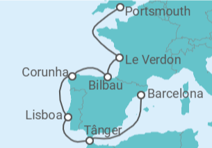 Itinerário do Cruzeiro Portugal, Espanha - Virgin Voyages