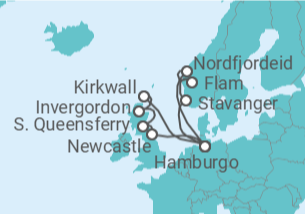 Itinerário do Cruzeiro Reino Unido, Alemanha, Noruega - Costa Cruzeiros