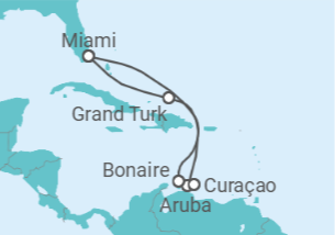Itinerário do Cruzeiro Bahamas, Curaçao, Bonaire, Santo Eustáquio e Saba, Aruba - Cunard