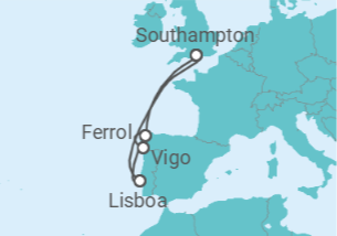 Itinerário do Cruzeiro Espanha, Portugal - Cunard