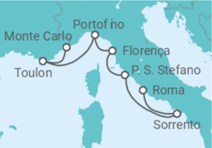 Itinerário do Cruzeiro Itália, França - Silversea