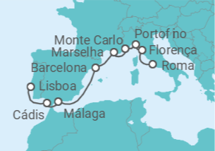 Itinerário do Cruzeiro Espanha, França, Monaco, Itália - Silversea