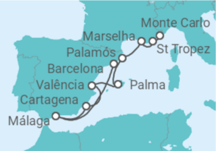 Itinerário do Cruzeiro Espanha, França - Silversea