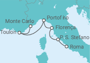 Itinerário do Cruzeiro Itália, França - Silversea