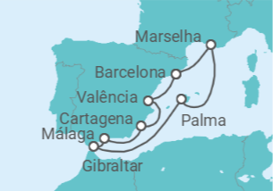 Itinerário do Cruzeiro França, Espanha, Gibraltar - Silversea