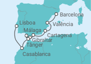 Itinerário do Cruzeiro Espanha, Gibraltar, Marrocos - Silversea