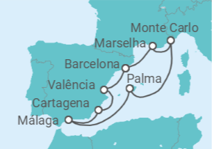Itinerário do Cruzeiro Espanha, França - Silversea