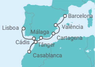 Itinerário do Cruzeiro Espanha, Marrocos - Silversea