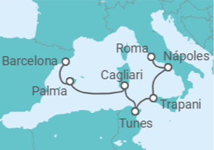 Itinerário do Cruzeiro Itália, Tunísia, Espanha - Silversea