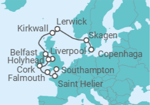 Itinerário do Cruzeiro De Copenhaga a Southampton (Londres) - Silversea