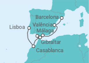 Itinerário do Cruzeiro Espanha, Gibraltar, Marrocos - Silversea