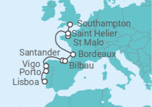 Itinerário do Cruzeiro Portugal, Espanha, França - Silversea