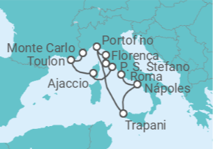 Itinerário do Cruzeiro França, Itália - Silversea