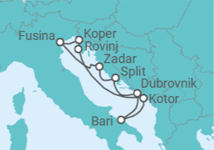 Itinerário do Cruzeiro Eslovénia, Montenegro, Itália, Croácia - Silversea