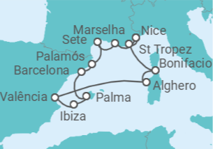 Itinerário do Cruzeiro França, Espanha - Silversea