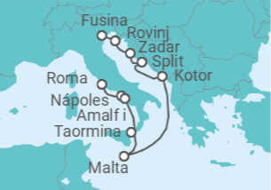 Itinerário do Cruzeiro Itália, Malta, Montenegro, Croácia - Silversea