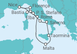 Itinerário do Cruzeiro Itália, Malta - Silversea