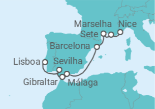 Itinerário do Cruzeiro França, Espanha, Gibraltar - Silversea