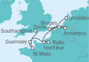 Itinerário do Cruzeiro Guernsey, França, Bélgica - Silversea