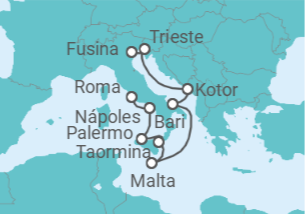 Itinerário do Cruzeiro Itália, Montenegro, Malta - Silversea