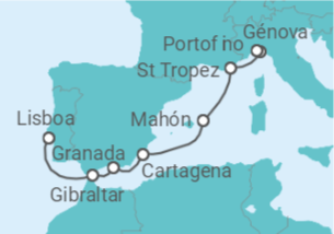 Itinerário do Cruzeiro Gibraltar, Espanha, França, Itália - Seabourn