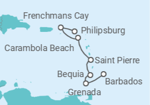 Itinerário do Cruzeiro São Vicente E Granadinas - Seabourn