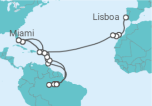 Itinerário do Cruzeiro De Lisboa a Miami (EUA) - Oceania Cruises