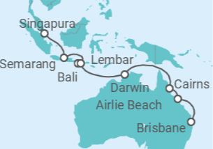 Itinerário do Cruzeiro Segmento Volta ao Mundo: De Brisbane a Singapura - Silversea