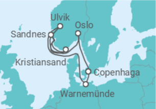 Itinerário do Cruzeiro Noruega, Dinamarca - MSC Cruzeiros