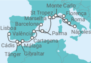 Itinerário do Cruzeiro De Lisboa a Civitavecchia (Roma) - Silversea