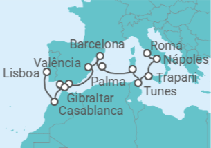 Itinerário do Cruzeiro De Civitavecchia (Roma) a Lisboa - Silversea
