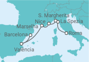 Itinerário do Cruzeiro Itália, França, Espanha - Royal Caribbean
