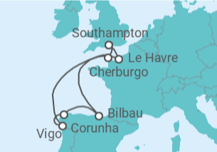 Itinerário do Cruzeiro Espanha, França - Royal Caribbean