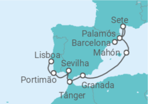 Itinerário do Cruzeiro Espanha, Marrocos, Portugal - Seabourn