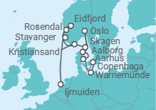 Itinerário do Cruzeiro De Ijmuiden (Amesterdão) a Copenhaga - Silversea