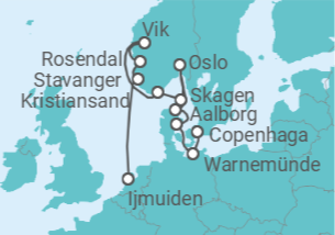 Itinerário do Cruzeiro De Ijmuiden (Amesterdão) a Copenhaga - Silversea