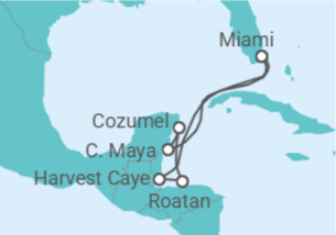 Itinerário do Cruzeiro México, Honduras - NCL Norwegian Cruise Line