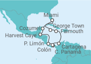 Itinerário do Cruzeiro Ilhas Caimão, Jamaica, Colômbia, Panamá, Costa Rica, México - NCL Norwegian Cruise Line