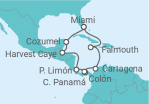 Itinerário do Cruzeiro Jamaica, Colômbia, Panamá, Costa Rica, México - NCL Norwegian Cruise Line
