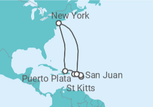 Itinerário do Cruzeiro Porto Rico, Ilhas Virgens Britânicas, Sint Maarten, Ilhas Virgens Americanas - NCL Norwegian Cruise Line