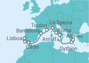 Itinerário do Cruzeiro Portugal, Espanha, França, Itália - Oceania Cruises