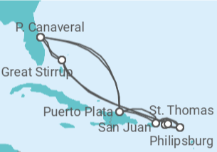 Itinerário do Cruzeiro Porto Rico, Sint Maarten, Ilhas Virgens Americanas, Ilhas Virgens Britânicas - NCL Norwegian Cruise Line