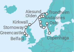 Itinerário do Cruzeiro De Belfast (Reino Unido) a Copenhaga - Silversea