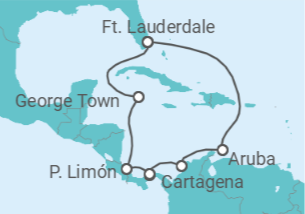 Itinerário do Cruzeiro Aruba, Colômbia, Panamá, Costa Rica, Ilhas Caimão - Princess Cruises