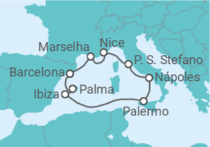 Itinerário do Cruzeiro França, Itália, Espanha - Explora Journeys