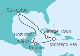 Itinerário do Cruzeiro México, Belize, Jamaica, Ilhas Caimão - Carnival Cruise Line