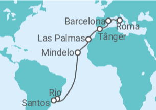 Itinerário do Cruzeiro Brasil, Cabo Verde, Espanha, Marrocos - MSC Cruzeiros